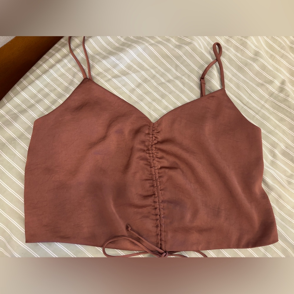 Aritzia Wilfred Satin ruched Camisole cami slip tank adjustable straps ruching